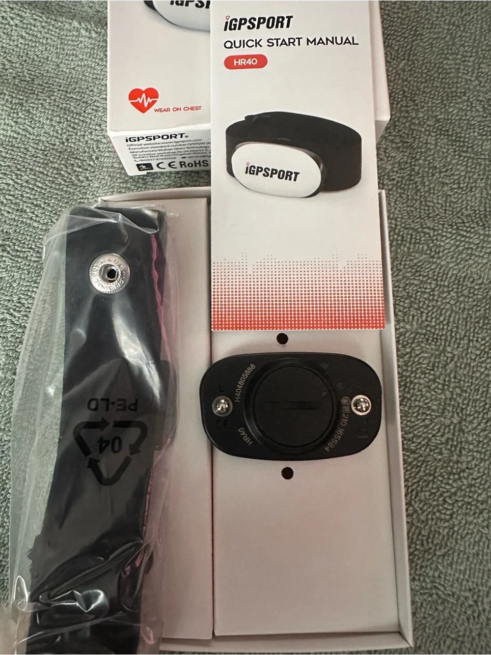 HR40 Black and White Heart Rate Monitor Chest Strap
